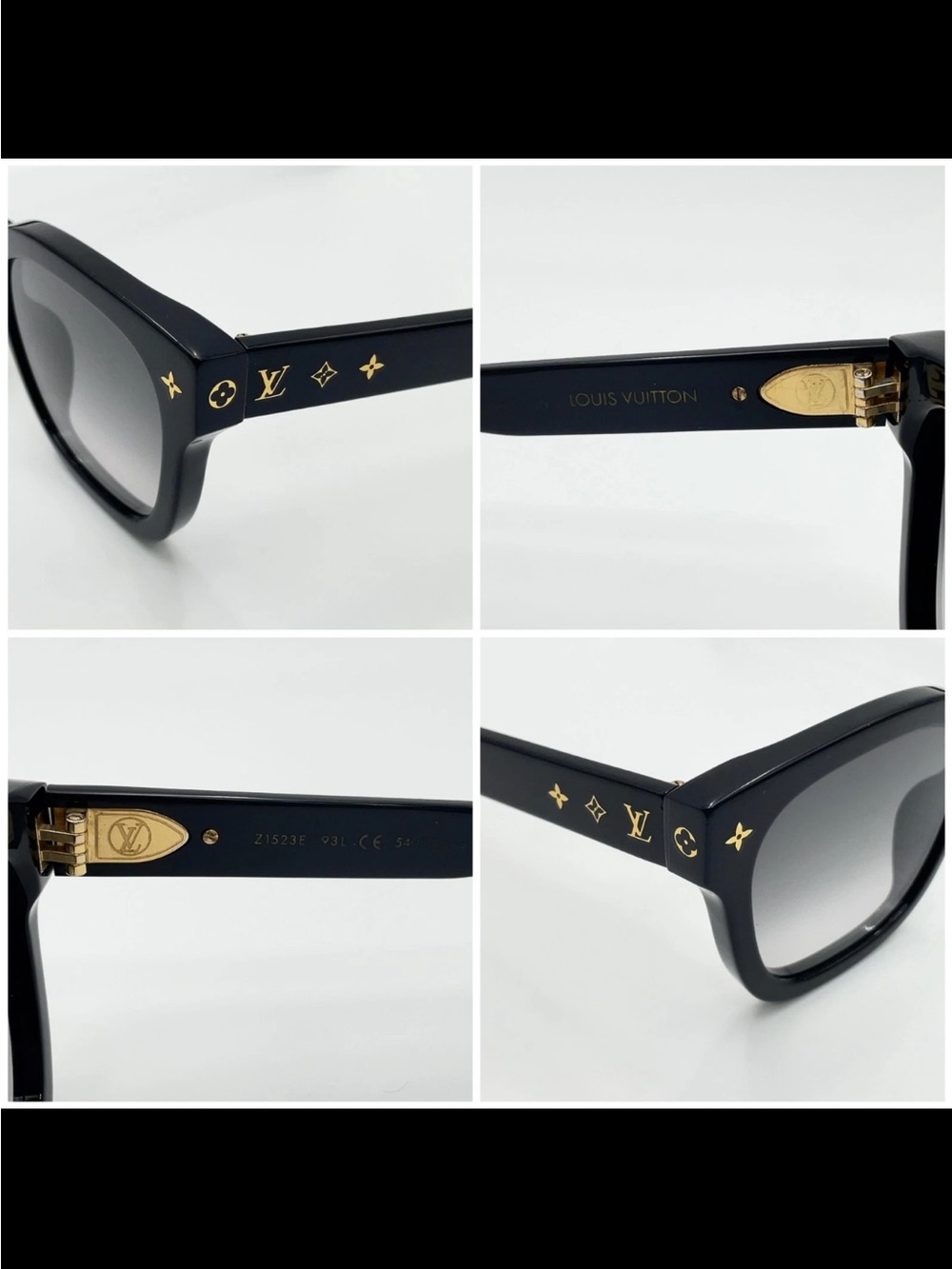 Louis Vuitton Black Sunglasses with Gold Monogram Accents - Picture 4 of 7